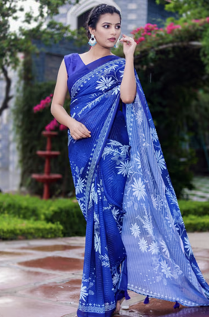 Royal Petals Printed Saree - 1